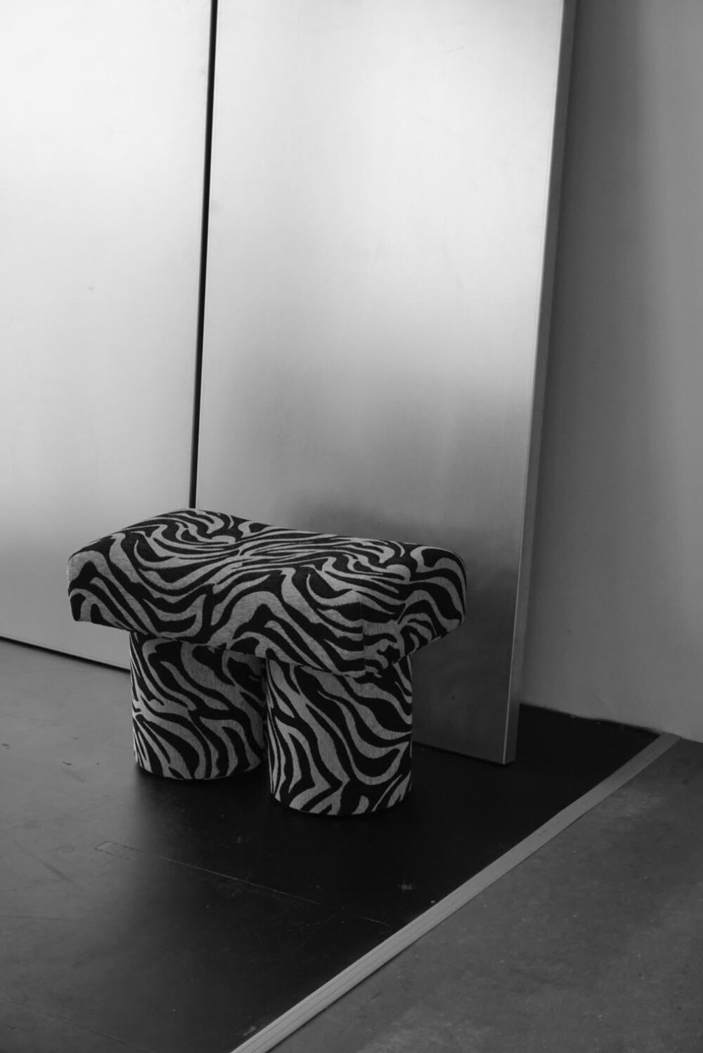 Zebra print stool on the cyclorama